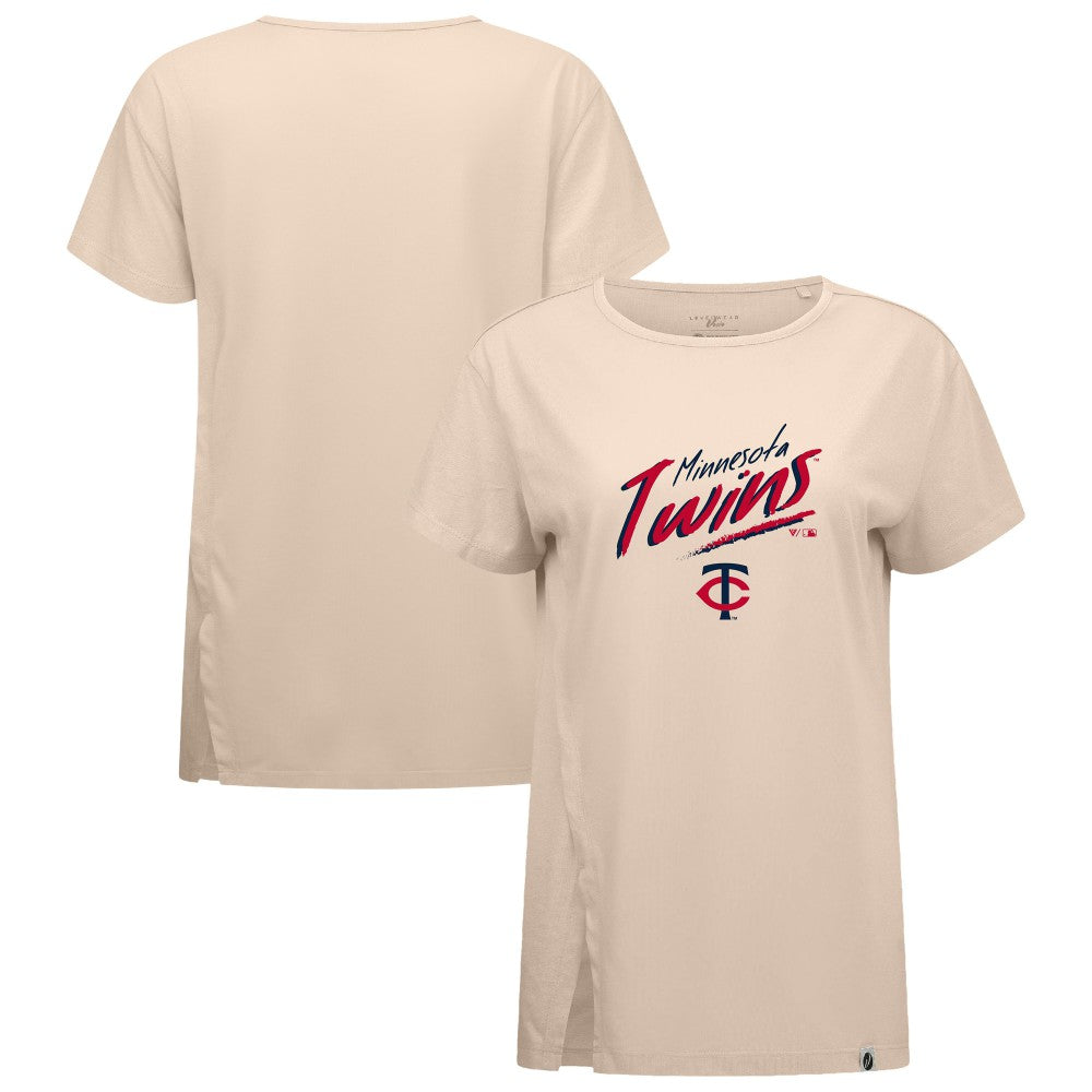 Minnesota Twins Levelwear Women's Influx Sizzle T-Shirt - Khaki T-shirts