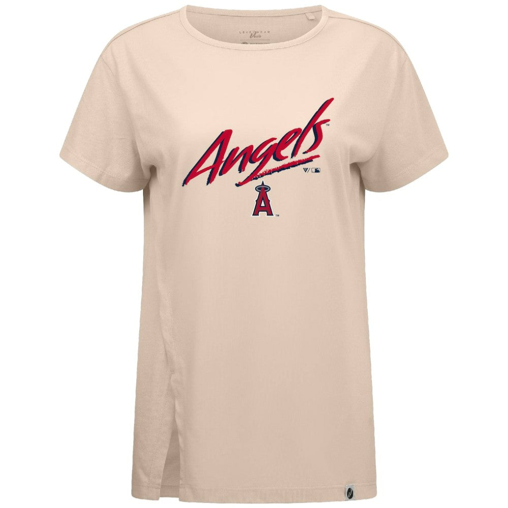 Los Angeles Angels Levelwear Women's Influx Sizzle T-Shirt - Khaki T-shirts