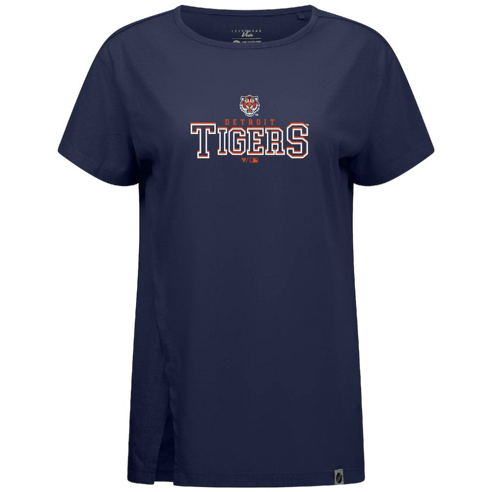 Detroit Tigers Levelwear Women's Influx Journey T-Shirt - Navy T-shirts