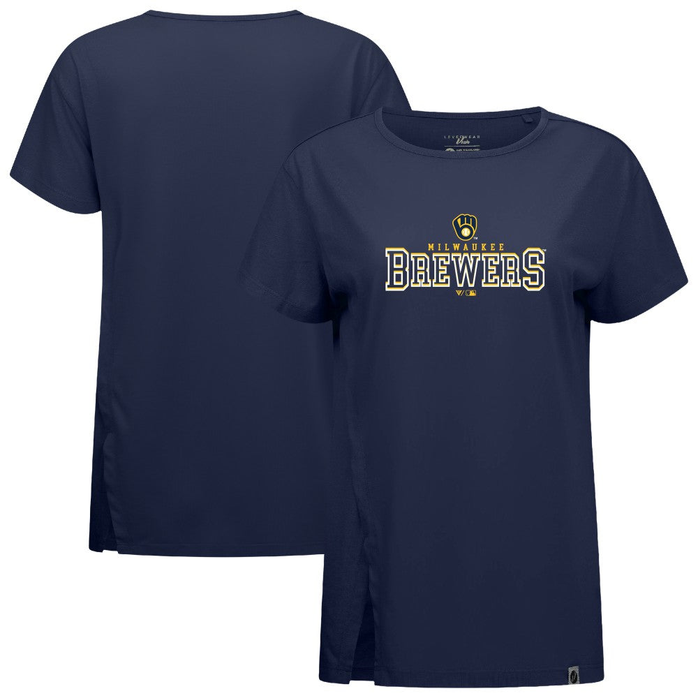 Milwaukee Brewers Levelwear Women's Influx Journey T-Shirt - Navy T-shirts