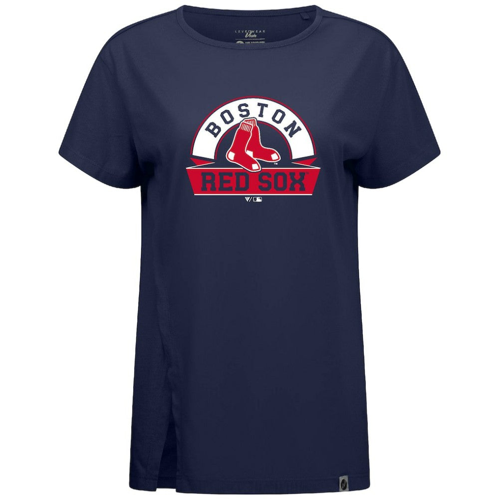 Boston Red Sox Levelwear Women's Influx Banner Arch T-Shirt - Navy T-shirts