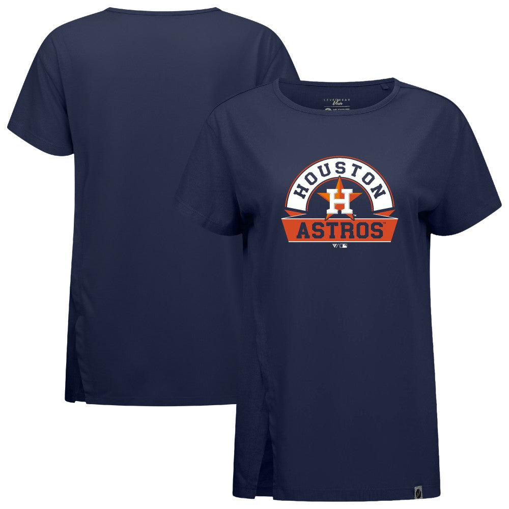 Houston Astros Levelwear Women's Influx Banner Arch T-Shirt - Navy T-shirts