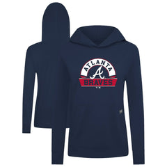 Atlanta Braves Levelwear Women's Relay Banner Arch Long Sleeve T-Shirt Hoodie - Navy Hoodies