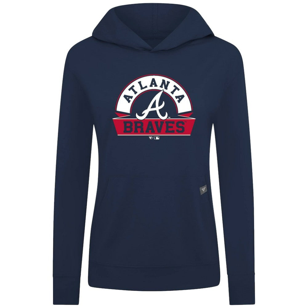Atlanta Braves Levelwear Women's Relay Banner Arch Long Sleeve T-Shirt Hoodie - Navy Hoodies