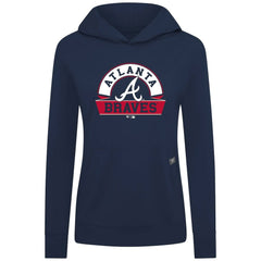 Atlanta Braves Levelwear Women's Relay Banner Arch Long Sleeve T-Shirt Hoodie - Navy Hoodies