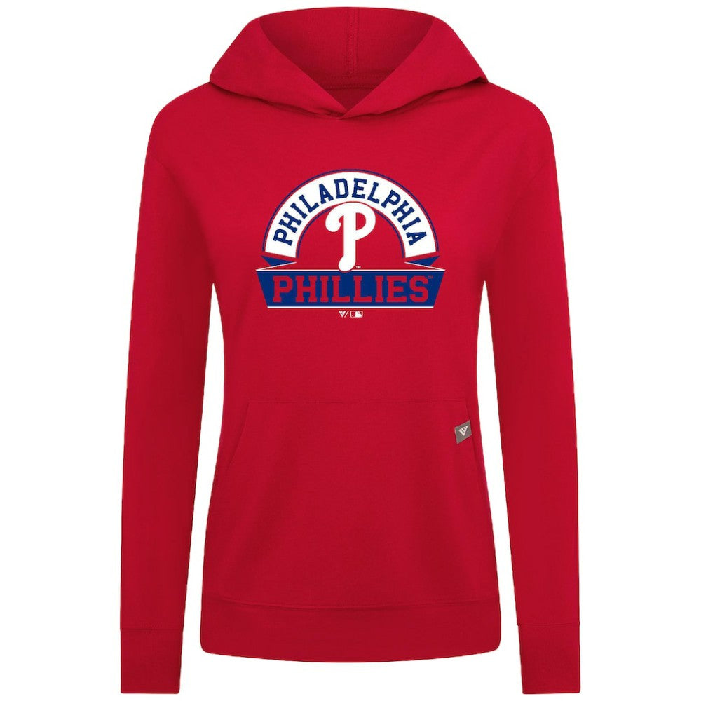 Philadelphia Phillies Levelwear Women's Relay Banner Arch Long Sleeve T-Shirt Hoodie - Red Hoodies