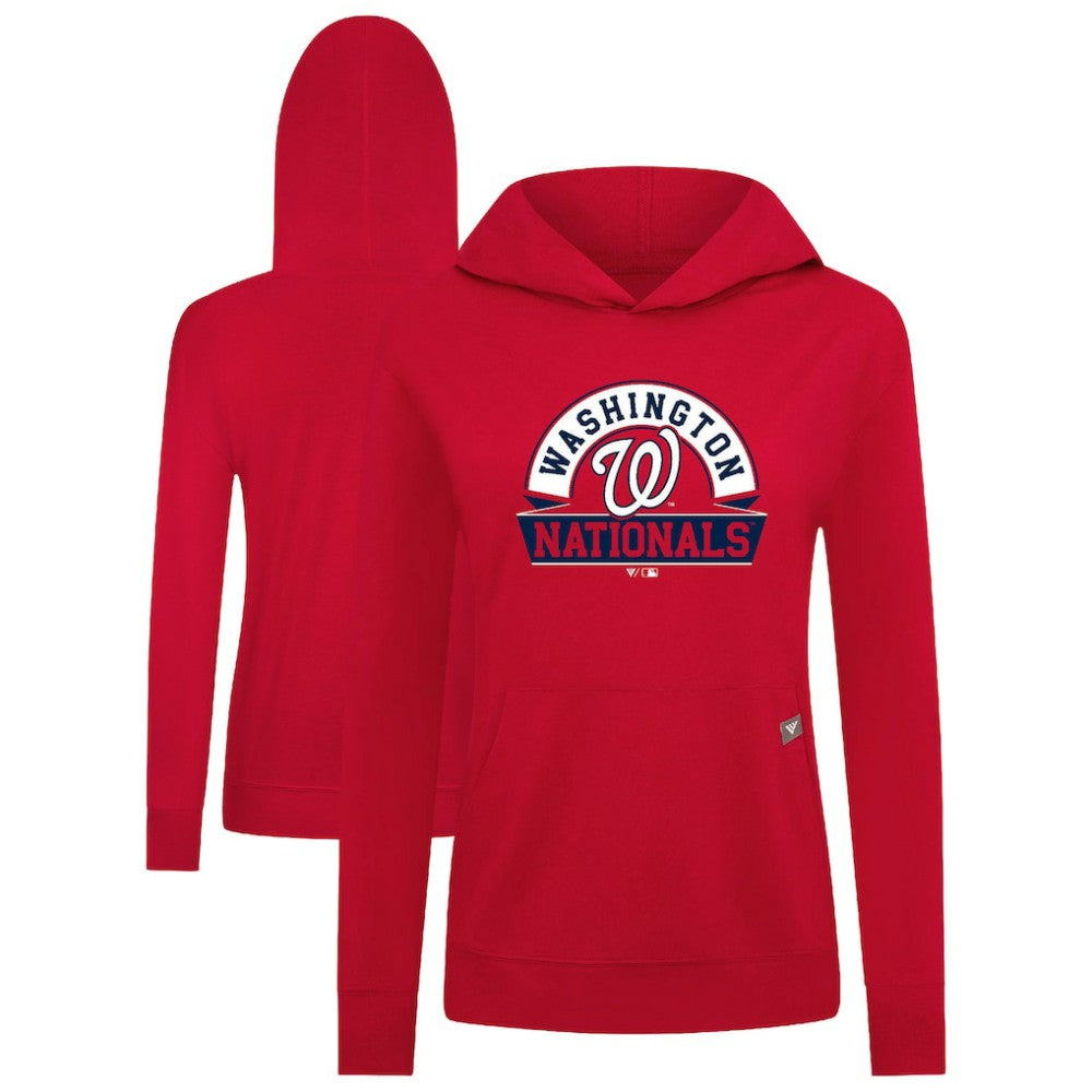 Washington Nationals Levelwear Women's Relay Banner Arch Long Sleeve T-Shirt Hoodie - Red Hoodies
