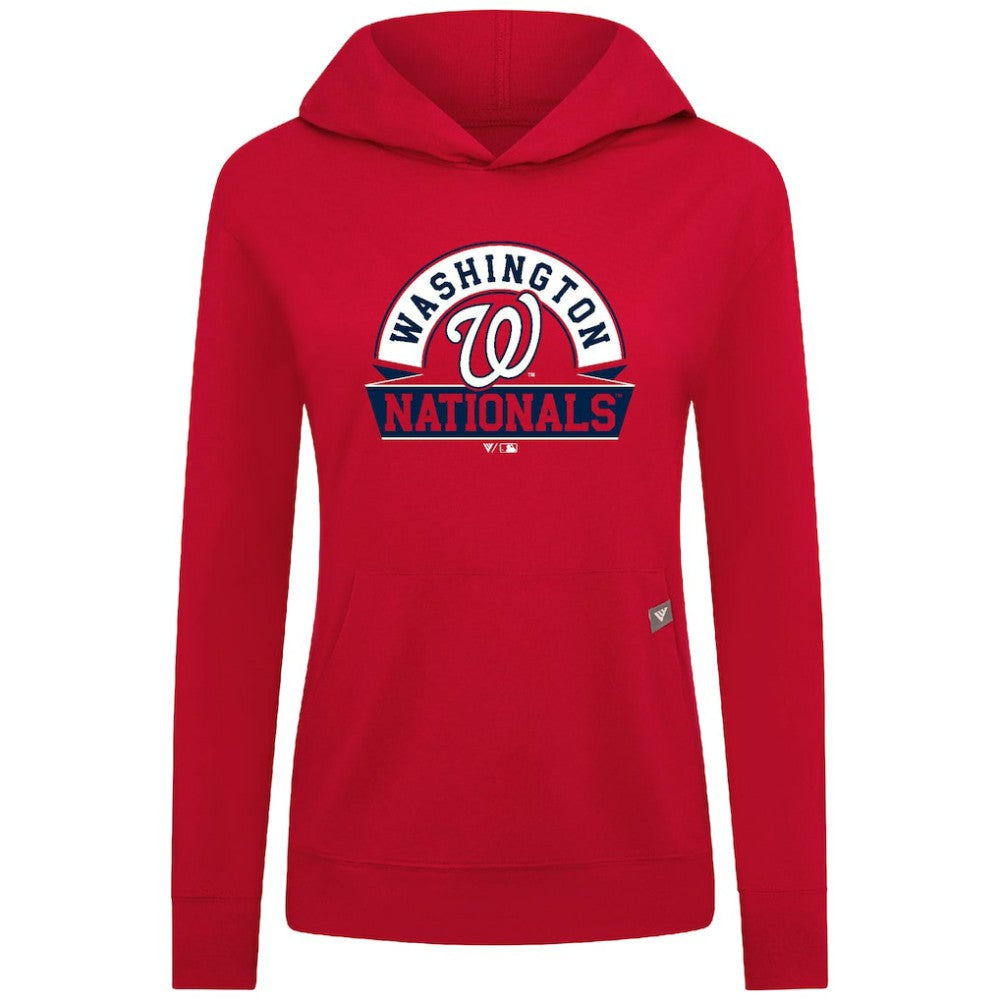 Washington Nationals Levelwear Women's Relay Banner Arch Long Sleeve T-Shirt Hoodie - Red Hoodies