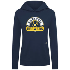 Milwaukee Brewers Levelwear Women's Relay Banner Arch Long Sleeve T-Shirt Hoodie - Navy Hoodies