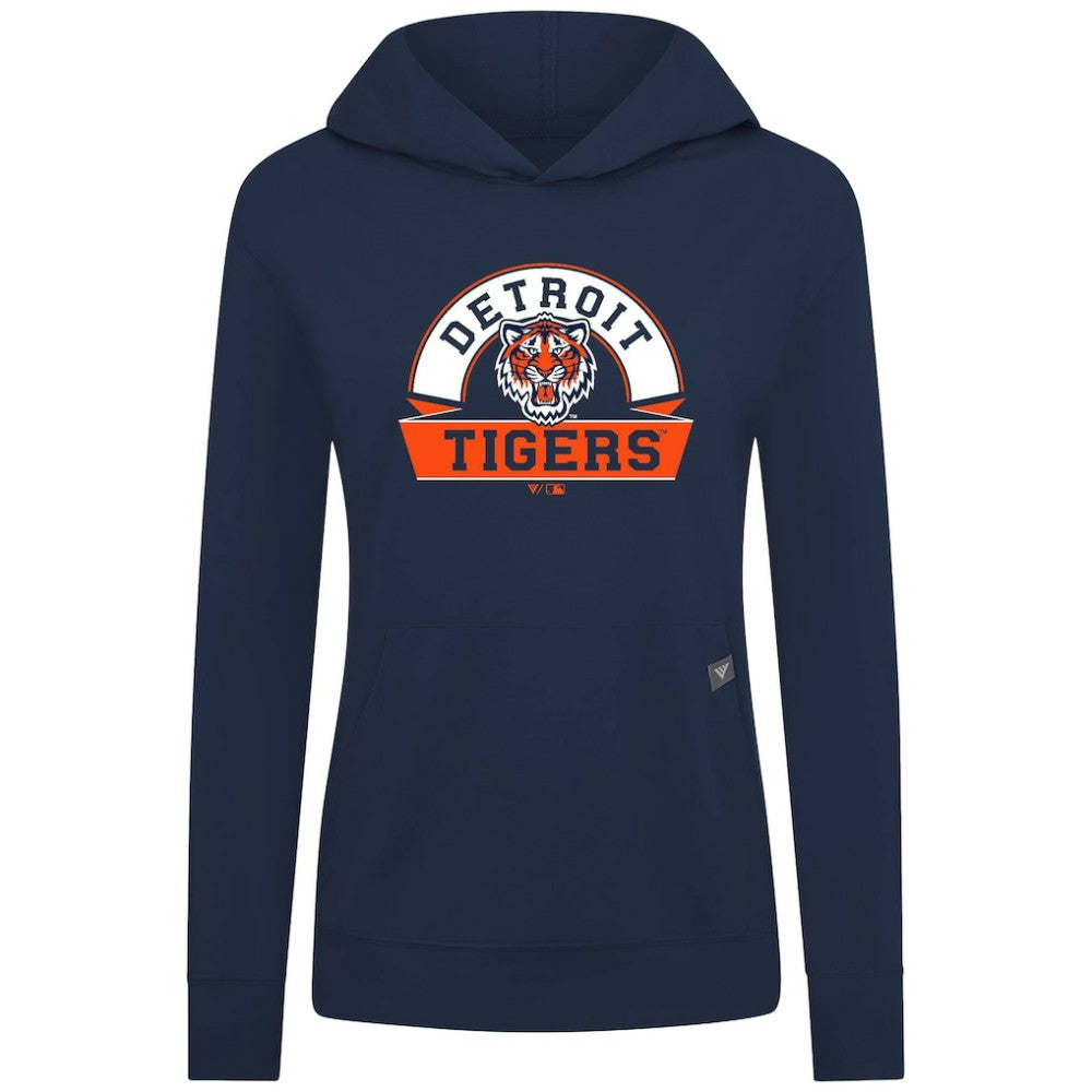 Detroit Tigers Levelwear Women's Relay Banner Arch Long Sleeve T-Shirt Hoodie - Navy Hoodies