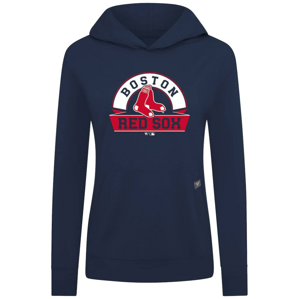 Boston Red Sox Levelwear Women's Relay Banner Arch Long Sleeve T-Shirt Hoodie - Navy Hoodies