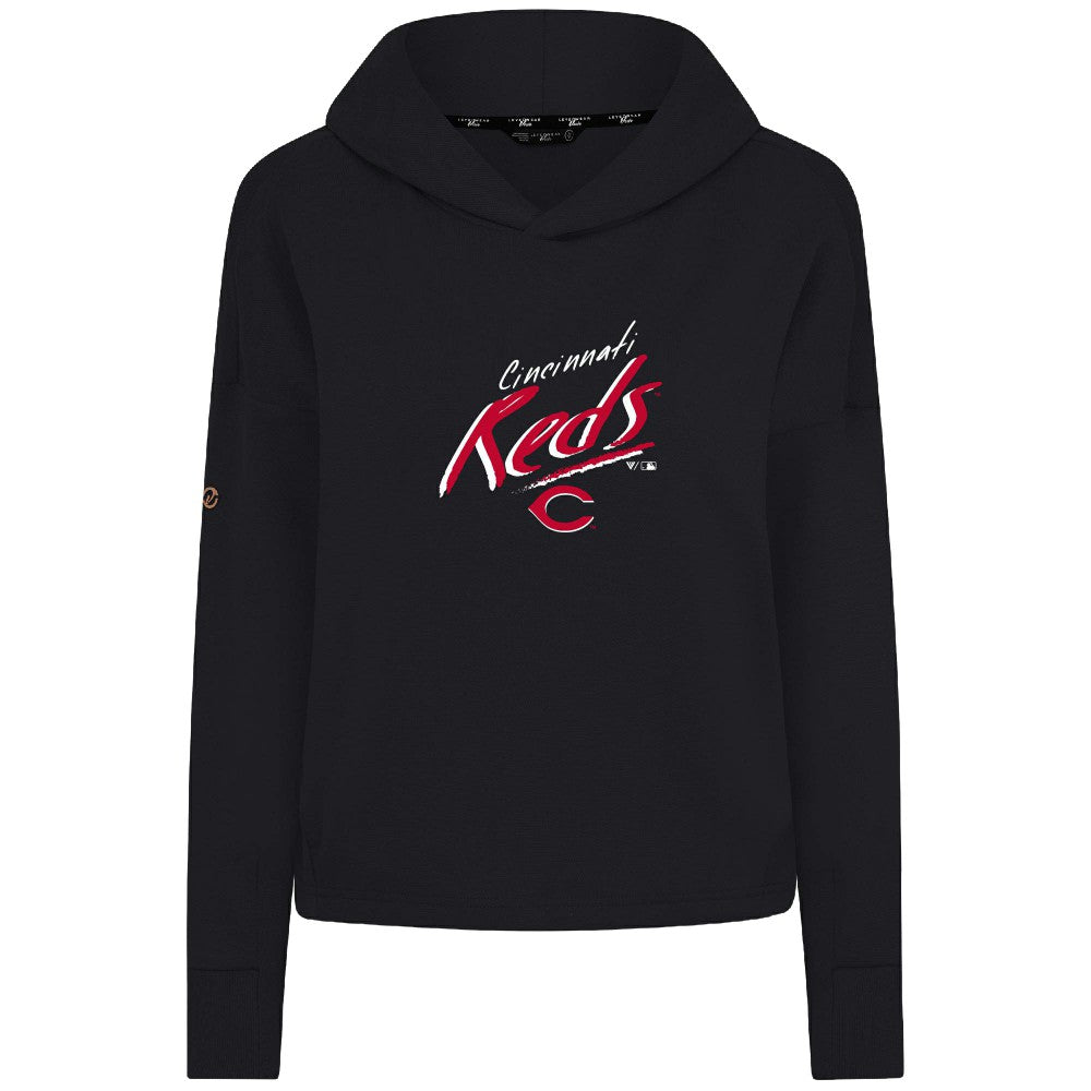 Cincinnati Reds Levelwear Women's Sweet Sizzle Tri-Blend Hoodie - Black Hoodies