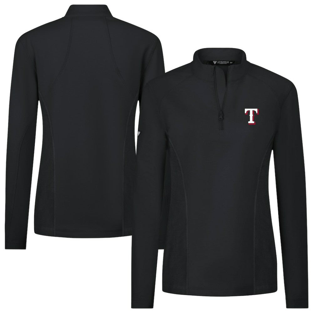 Texas Rangers Levelwear Women's Upright Insignia 2.0 Quarter-Zip Tri-Blend Top - Black Tops