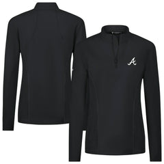 Atlanta Braves Levelwear Women's Upright Insignia 2.0 Quarter-Zip Tri-Blend Top - Black Tops