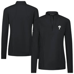 Philadelphia Phillies Levelwear Women's Upright Insignia 2.0 Quarter-Zip Tri-Blend Top - Black Tops