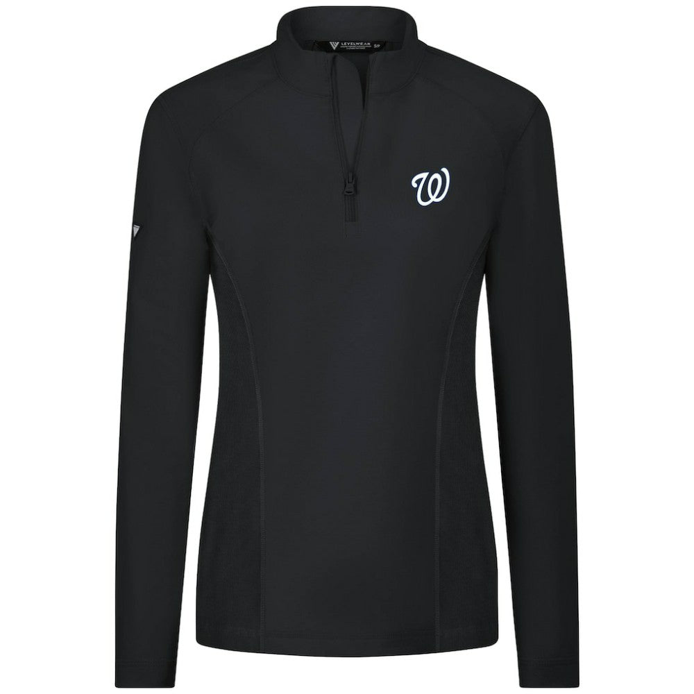 Washington Nationals Levelwear Women's Upright Insignia 2.0 Quarter-Zip Tri-Blend Top - Black Tops