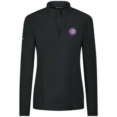 Chicago Cubs Levelwear Women's Upright Insignia 2.0 Quarter-Zip Tri-Blend Top - Black Tops