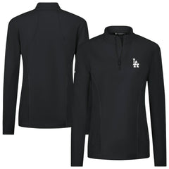 Los Angeles Dodgers Levelwear Women's Upright Insignia 2.0 Quarter-Zip Tri-Blend Top - Black Tops