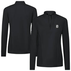 Detroit Tigers Levelwear Women's Upright Insignia 2.0 Quarter-Zip Tri-Blend Top - Black Tops