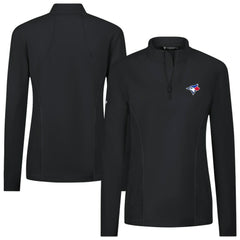 Toronto Blue Jays Levelwear Women's Upright Insignia 2.0 Quarter-Zip Tri-Blend Top - Black Tops