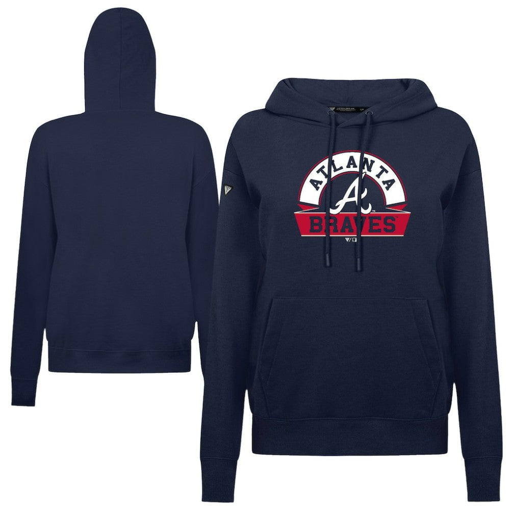 Atlanta Braves Levelwear Women's Adorn Banner Arch Hoodie - Navy Hoodies