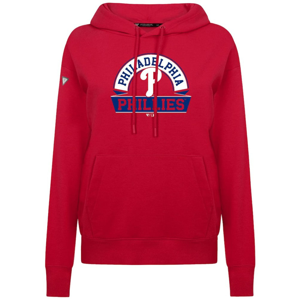 Philadelphia Phillies Levelwear Women's Adorn Banner Arch Hoodie - Red Hoodies