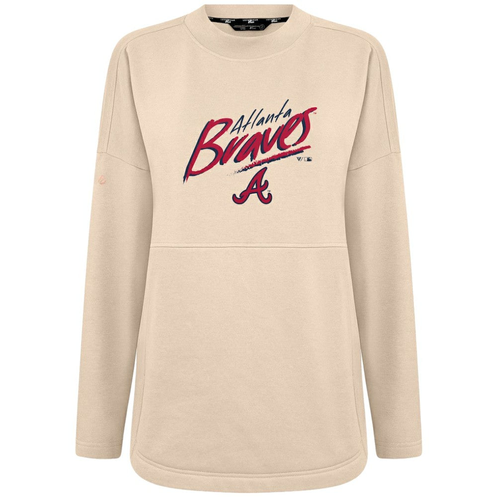 Atlanta Braves Levelwear Women's Oversized Beaudry Sizzle Top - Khaki Tops