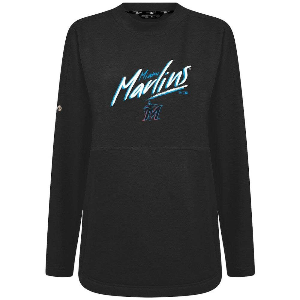 Miami Marlins Levelwear Women's Oversized Beaudry Sizzle Top - Black Tops