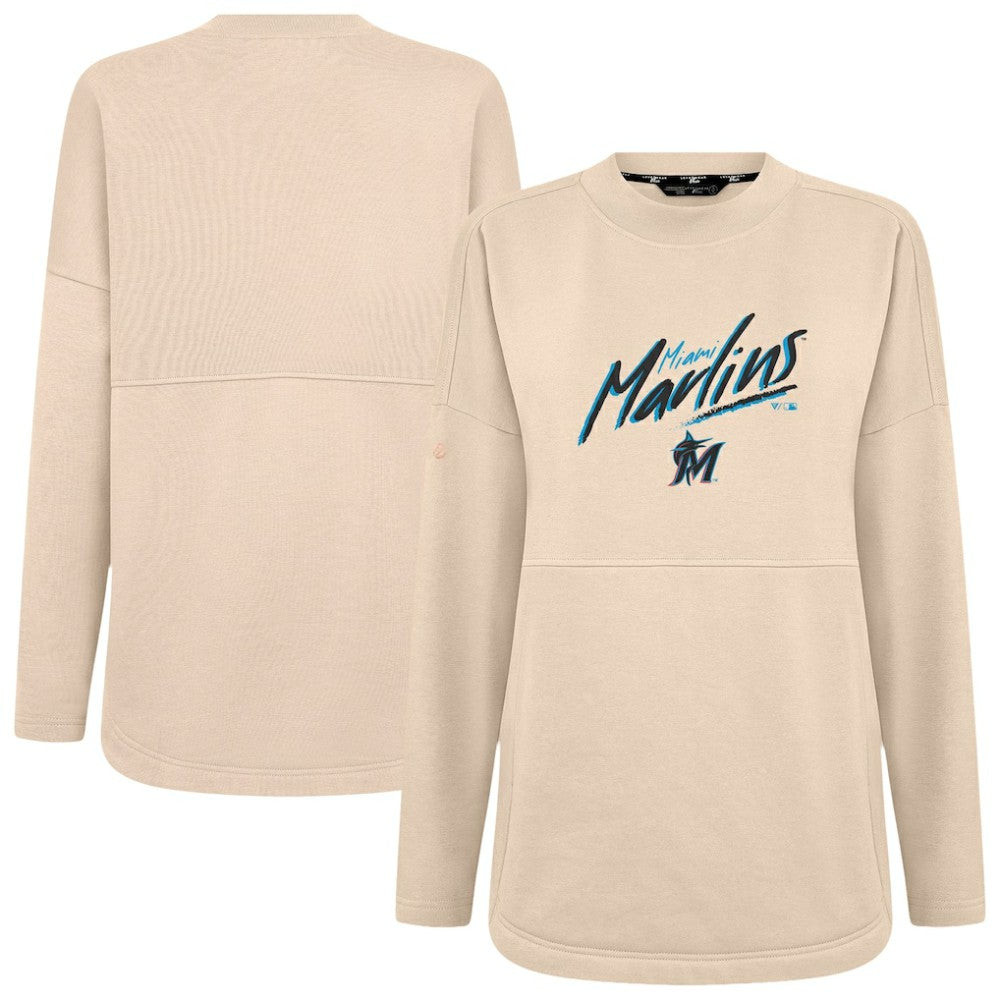 Miami Marlins Levelwear Women's Oversized Beaudry Sizzle Top - Khaki Tops