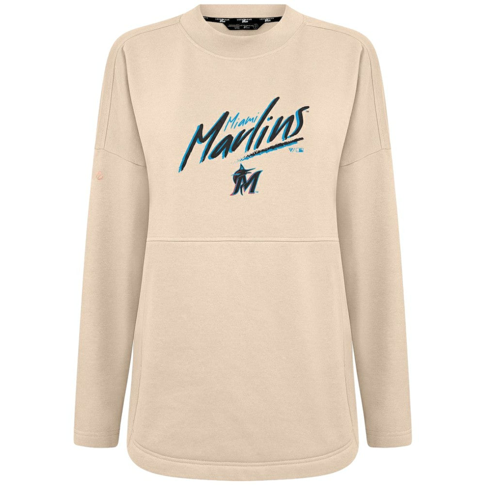 Miami Marlins Levelwear Women's Oversized Beaudry Sizzle Top - Khaki Tops