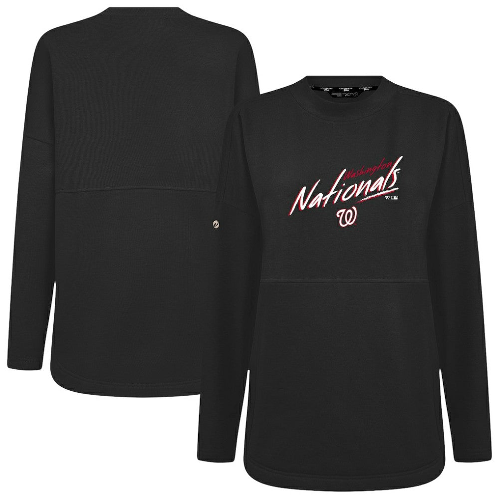 Washington Nationals Levelwear Women's Oversized Beaudry Sizzle Top - Black Tops