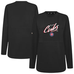 Chicago Cubs Levelwear Women's Oversized Beaudry Sizzle Top - Black Tops