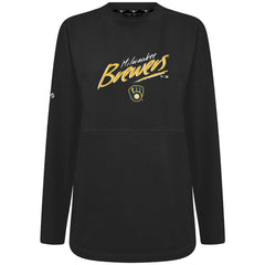 Milwaukee Brewers Levelwear Women's Oversized Beaudry Sizzle Top - Black Tops