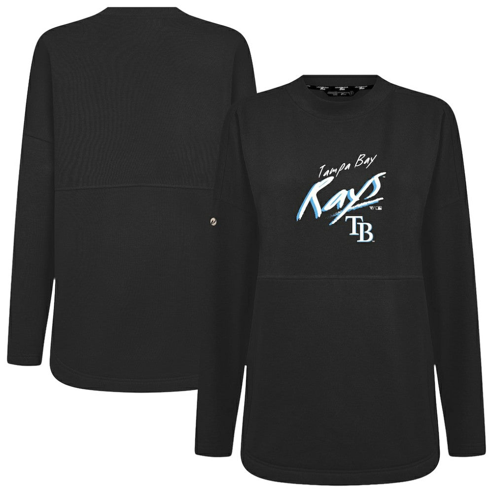 Tampa Bay Rays Levelwear Women's Oversized Beaudry Sizzle Top - Black Tops