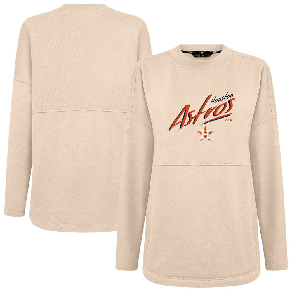 Houston Astros Levelwear Women's Oversized Beaudry Sizzle Top - Khaki Tops