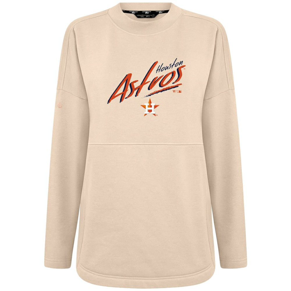 Houston Astros Levelwear Women's Oversized Beaudry Sizzle Top - Khaki Tops