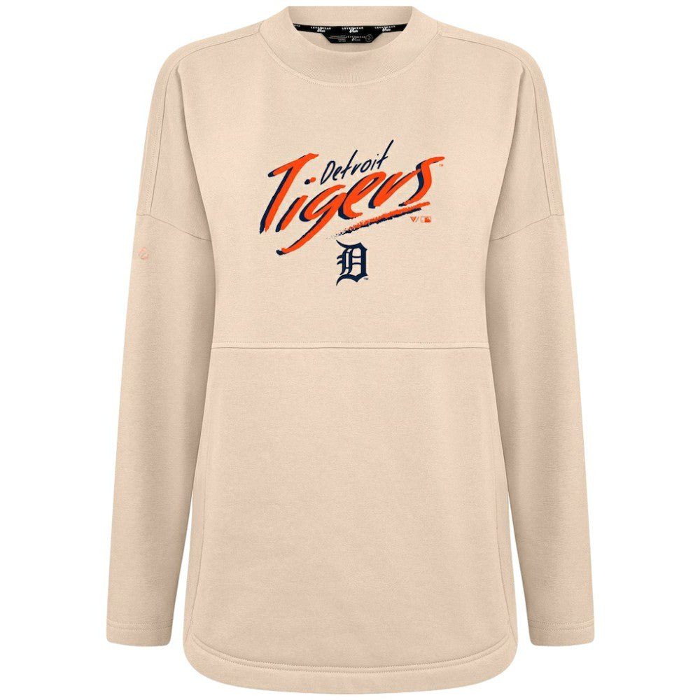 Detroit Tigers Levelwear Women's Oversized Beaudry Sizzle Top - Khaki Tops