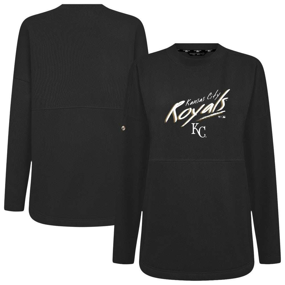 Kansas City Royals Levelwear Women's Oversized Beaudry Sizzle Top - Black Tops