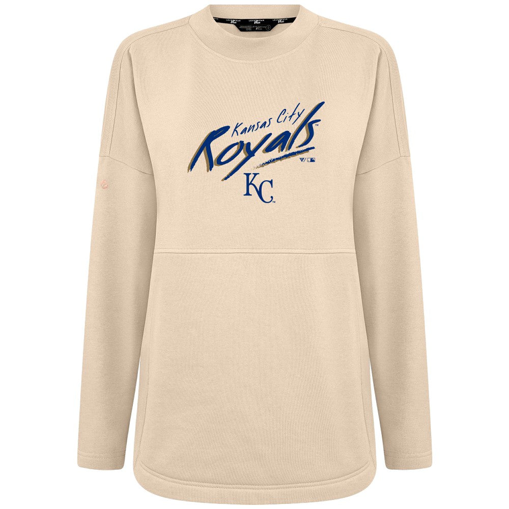 Kansas City Royals Levelwear Women's Oversized Beaudry Sizzle Top - Khaki Tops