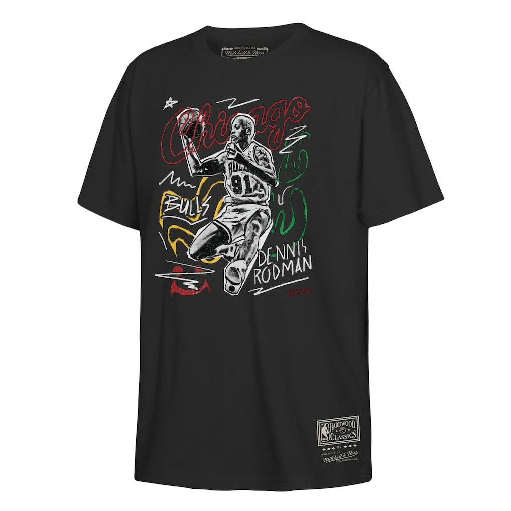 Dennis Rodman Chicago Bulls Youth Chalked Up T-Shirt Black - Mitchell & Ness outlet