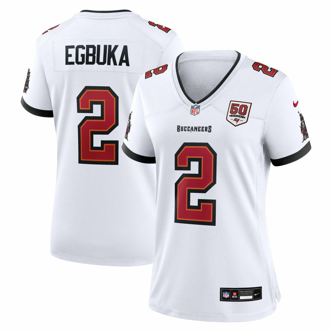 Emeka Egbuka Tampa Bay Buccaneers Women's 50th Season Game Jersey - White Jerseys