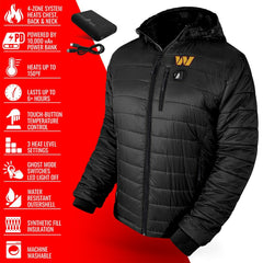 Washington Commanders ActionHeat 5V Battery Heated Full-Zip Hoodie Puffer Jacket - Black Hoodies