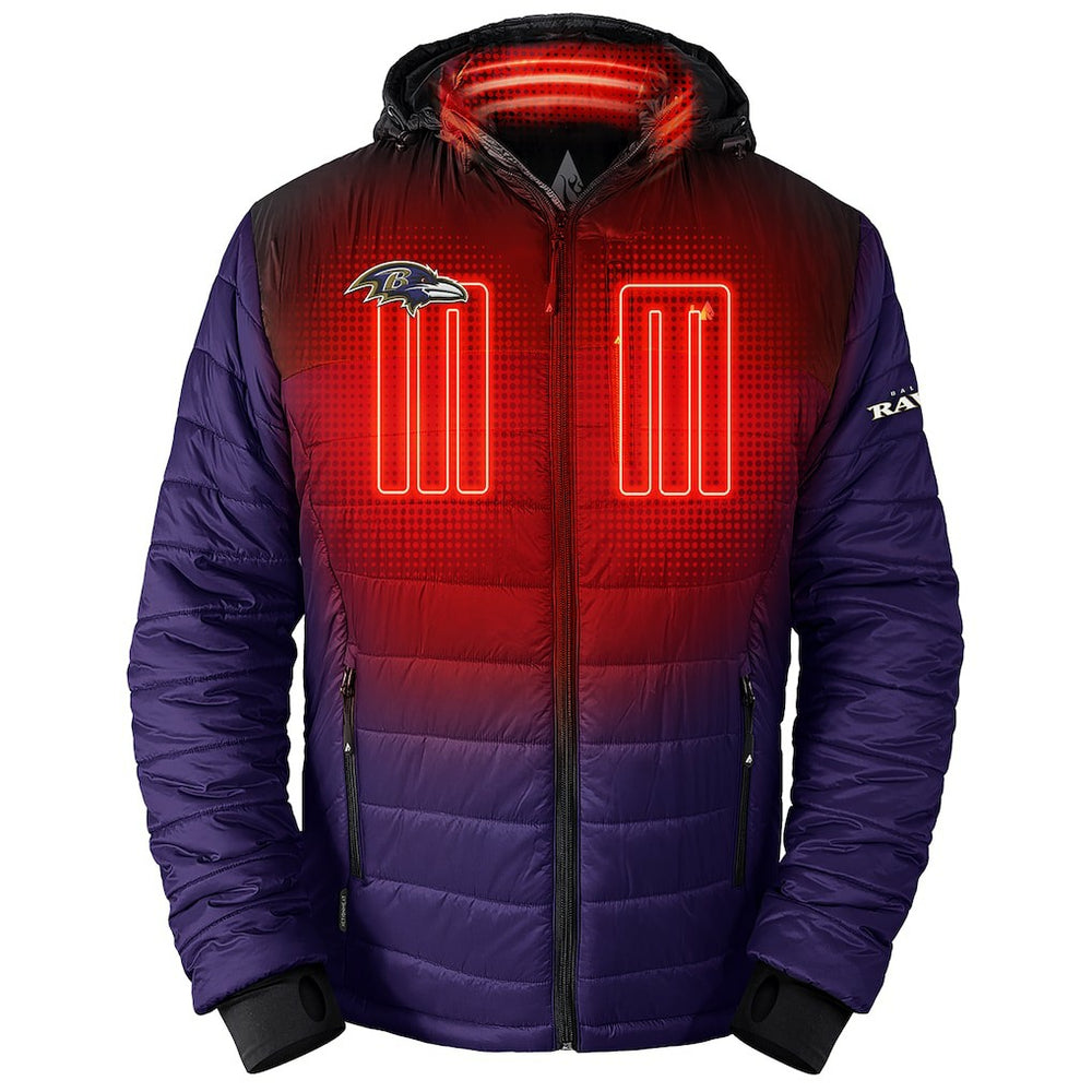 Baltimore Ravens ActionHeat 5V Battery Heated Full-Zip Hoodie Puffer Jacket - Purple Hoodies