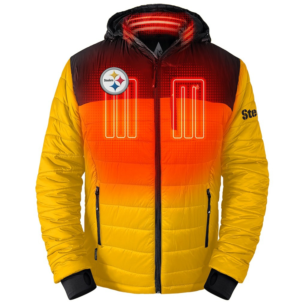 Pittsburgh Steelers ActionHeat 5V Battery Heated Colorblock Full-Zip Puffer Jacket - Black/Gold Jackets