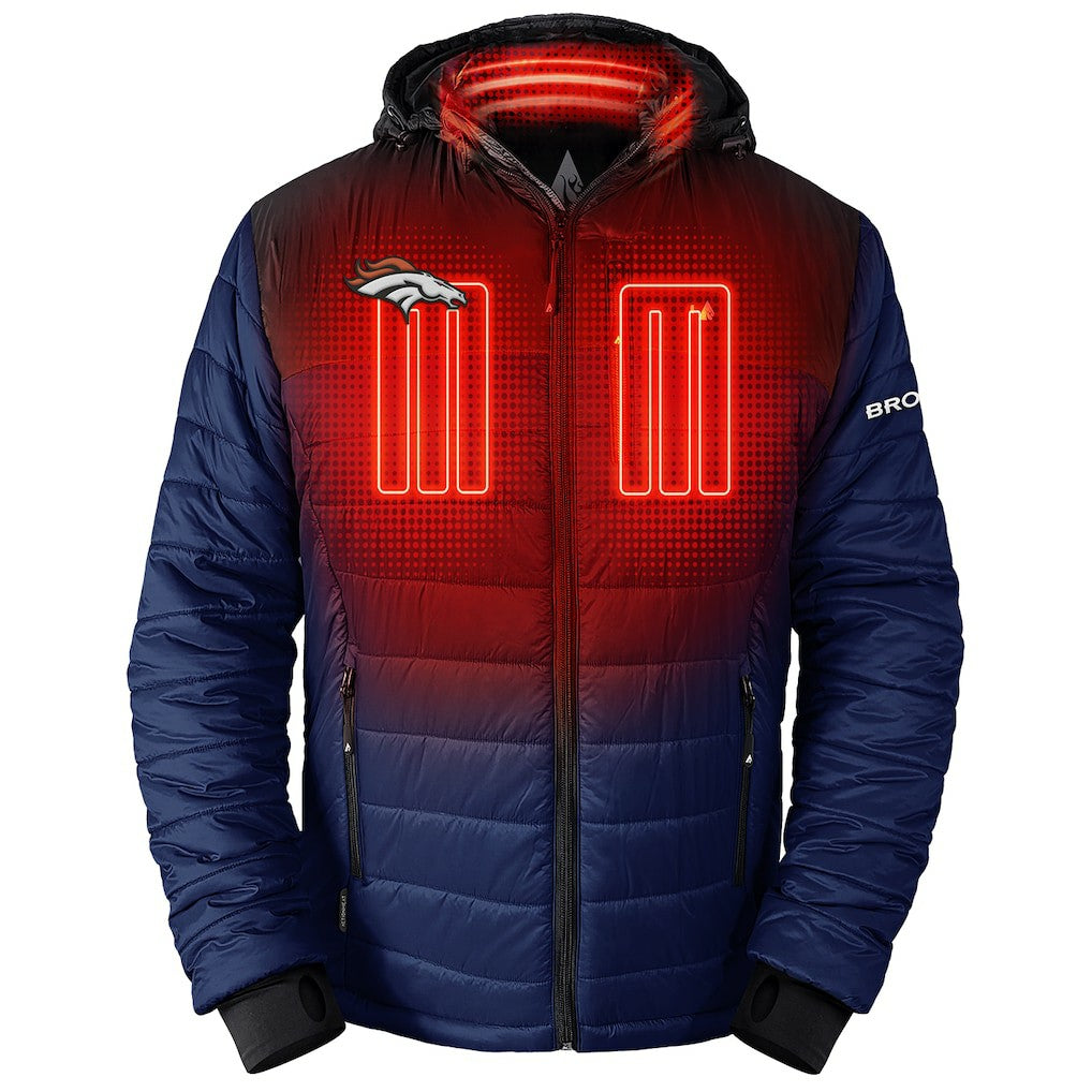 Denver Broncos ActionHeat 5V Battery Heated Colorblock Full-Zip Puffer Jacket - Black/Navy Jackets