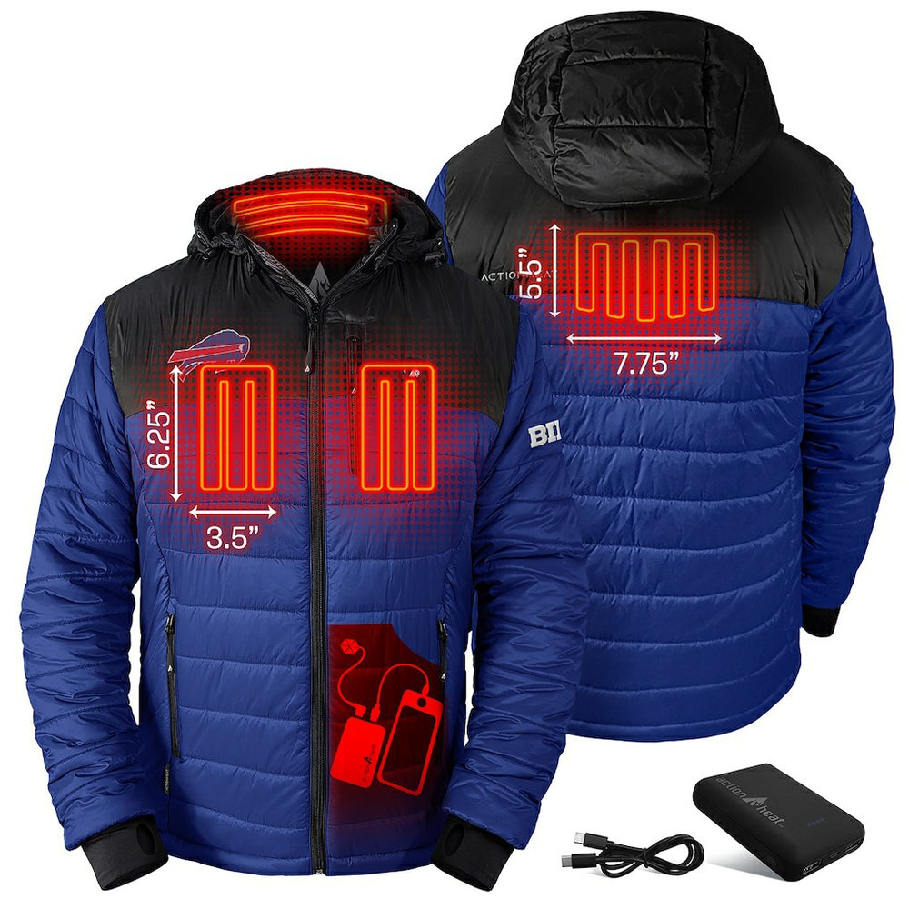 Buffalo Bills ActionHeat 5V Battery Heated Colorblock Full-Zip Puffer Jacket - Black/Royal Jackets