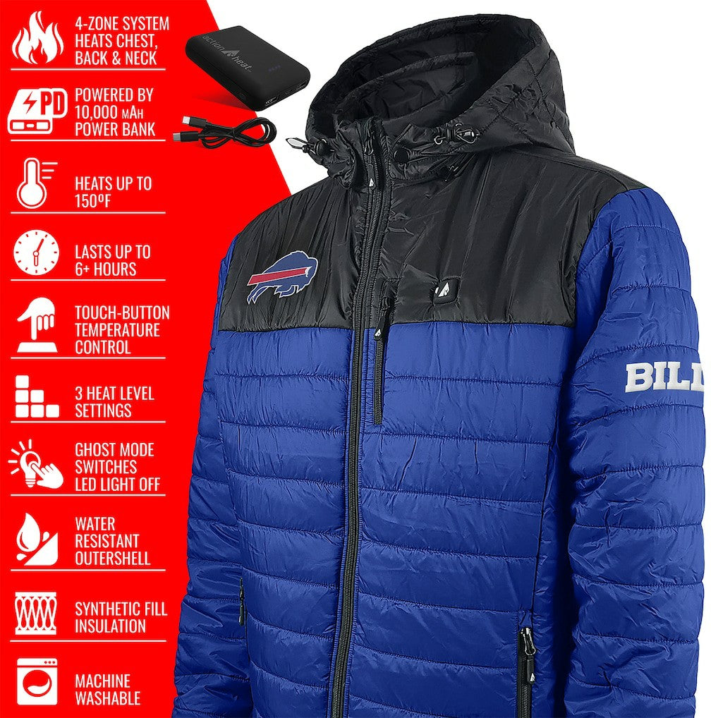 Buffalo Bills ActionHeat 5V Battery Heated Colorblock Full-Zip Puffer Jacket - Black/Royal Jackets