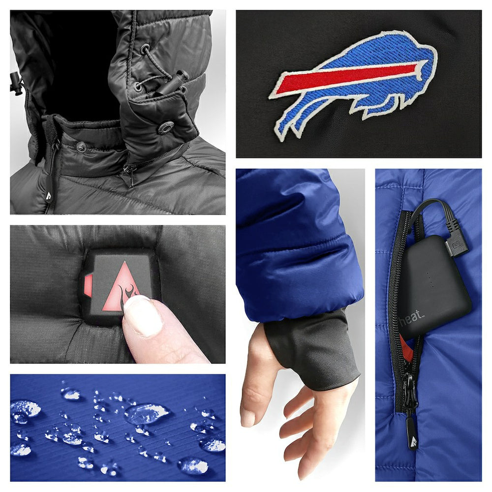 Buffalo Bills ActionHeat 5V Battery Heated Colorblock Full-Zip Puffer Jacket - Black/Royal Jackets