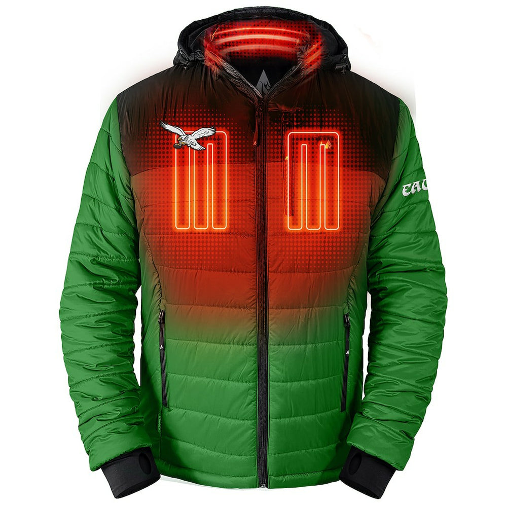 Philadelphia Eagles ActionHeat 5V Battery Heated Colorblock Full-Zip Puffer Jacket - Black/Kelly Green Jackets