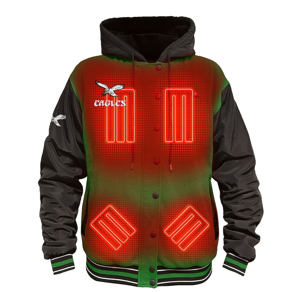 Philadelphia Eagles ActionHeat 5V Battery Heated Full-Snap Varsity Jacket - Kelly Green/Black Jackets